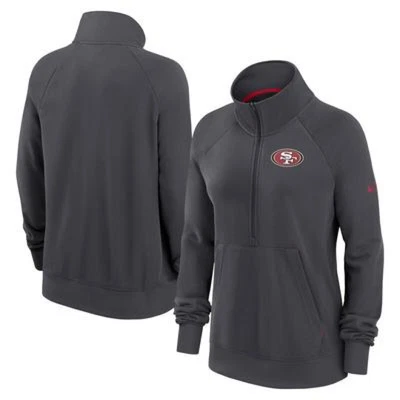 San Francisco 49ers 1/2 Zip Women's Nike NFL Grey Half Zip - New