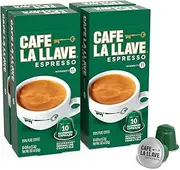 Cafe La Llave Espresso Capsules, 40-Count Aluminum Recyclable Pods, Intensity 11, Compatible with Original Nespresso Machines
