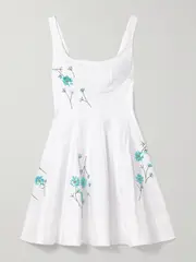 [STAUD] STAUD - Wells Pleated Embellished Cotton-blend Poplin Mini Dress - White - US2 US 2 White