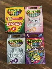 48 Crayola Metallic Pearl Cosmic Regular Crayons 4 Pack Lot Back 2 School Travel