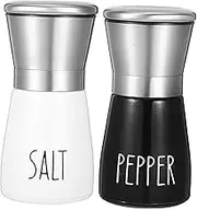 BESTYASH 2pcs Pepper Grinder: Stainless Steel Manual Refillable Spice Crusher for Black Pepper Sea Salt Portable Seasoning Tool for Kitchen BBQ Camping