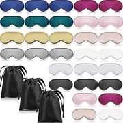 Xtinmee 30 Pieces Silk Sleep Mask Silk Eye Mask with Adjustable Strap Eye Mask for Sleeping Eye Cover Blindfold for Women Men Sleeping Travel (Multicolor)