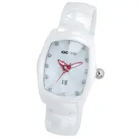 在飛比找momo購物網優惠-【GOTO】簡約晶鑽陶瓷腕錶(白x紅色指針)