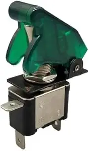 KLVN Red Blue Green Yellow White Auto Car Boat Truck Illuminated Led Toggle Switch with Safety Aircraft Flip Up Cover Guard 12V20A(A Set of Green)