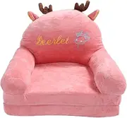 Cute Cartoon Shape Foldable Sofa, Comfortable Multifunctional Kids Couch for Home Kindergarten, Portable with Fabric Sponge Materials (Folding in Half)