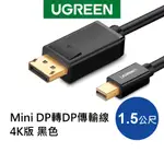 [拆封新品] 綠聯 1.5公尺 MINI DP轉DP傳輸線 4K版 黑色