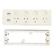4 Pack x Quad Power Point 10A 250v with 2 USBs - & Mounting Block to Suit