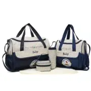 NNEDSZ Dark Blue 5-Piece Mommy Bag Set - Large Capacity Diaper Bags for Baby Tra