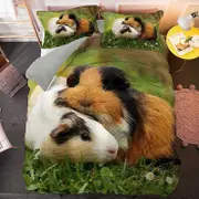 v266 Bed Sheets Animal Guinea Pig Cute Mouse Bedding Set,Duvet Cover Bed Set Quilt Cover Pillowcase,King Queen Twin Size Boys Girls Adults 3-Piece Bed