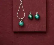 Fenton Glass Jewelry Set Earring Necklace Lantern Design Sterling Silver Jade