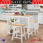 3 Pcs Bar Set White Modern Style Table And Stools Kitchen Dining Kitchen Set NEW