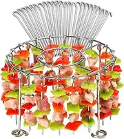 Air Fryer Skewer Rack,Vertical Stainless Steel Skewer Holder | Kitchen Cooking Tools, Air Fryer Supplies for Grilling Meat Vegetables Corn Chicken Seafood Kabobs