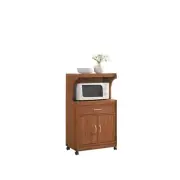 Hodedah Microwave Cart With One Drawer Two Doors and Shelf for Storage Cherry