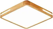 TONFON Ultra Thin Wood Round Ceiling Light Flush Mount LED Ceiling Lamp Acrylic Bright Lighting Ceiling Light Fixture for Living Room Bedroom Dining Room Kitchen Study Room Corridor Chandelier(Square-