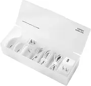 Cord Storage Organizer - Size Partition Charger Cord Organizer Box - 7 Grids Labelable Charger Storage with Lid, Desk Drawer Accessories