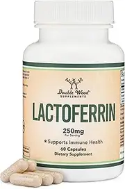 Double Wood Supplements Lactoferrin 250mg per Serving (60 Capsules) Patented Bioferrin Lactoferrin - Superior Iron Supplement for Iron Deficiency and Immune Support by