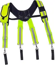 [yuksok] Tool Belt Suspender Men Plumber, with Reflective Strips Suspension Rig, Portable