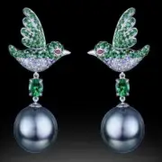 Bohemian style bird silver Gray shell pearl Earrings VALENTINE'S DAY New Year
