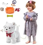 TUMAMA Baby Pet Dog Toys Remote Control & Voice Control Interactive Plush Puppy Toy Walking, Barking, Tongue Licking, Tail Wagging, Walking Dog Toy 3 4 5 6 7 Years Boys and Girls
