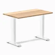 Desky Fixed Height Mini White Oak Hardwood Desk 1000 x 600mm White Frame