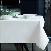 Organic Cotton Tablecloth for Dining Party/Kitchen; Easy-Care Washable Protective Heavyweight Fabric; Eco-Friendly Durable Material Table Cloth for Your Home Decoration (White, 142 x 180cm)