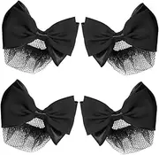 Healeved 4pcs Spring Clip Butterfly Head Flower Hair Bow Mesh Clips Soft Gentle Hair Net for Women Bun Bow Suitable for Parties Weddings