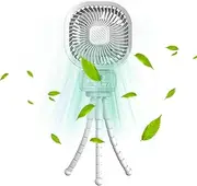 Stroller Fan with ible Tripod Clip on for Baby Display 5000mAh Battery Operated Clip Fan with Night Light 3 s Rechargeable Handheld Desk Cooling Fan for Car Seat Crib Treadmill White No Shaking