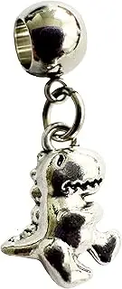 [Dave The Bunny] Dinosaur Charm - Dinosaur Birthday Party Essential: Stainless Steel Connector with Metal Alloy Dino Party Charm - Perfect for Dinosaur-Themed Celebrations