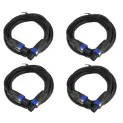 4-Pack 15ft PA Speakon Cable to DJ Speaker Speakon Male Speaker Cab Cord Cables