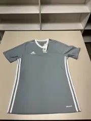 ADIDAS Mens TIRO 17 Navy CLIMACOOL JERSEY Grey With White Stripes size Small NWT