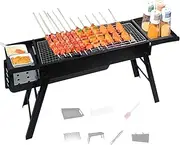 GCLCPAEN Charcoal Grill, Portable Grill, No Installation, 60 x 22 cm, for 3-8 People, Drawer Type with Charcoal, with Grill + Charcoal Container, for Outdoor Barbecue, Camping, KIT2