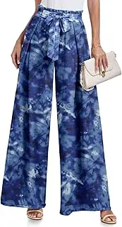 [Lepunuo] Wide Leg Pants for Women High Waisted Palazzo Pants Work Casual Flowy Tie Knot Trousers with Pockets