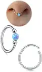 Gold Opal Cartilage Hoop Earrings & Nose Ring Set - Surgical Steel 2Pcs