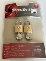 Samsonite Brass Luggage Locks 2 Pack Travel Sentry New