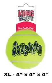 Kong SQUEAKAIR Dog Toy TENNIS BALL - XL 4" Nonabrasive Extra Large Fetch Toy