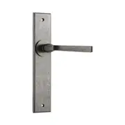 Iver Annecy Door Lever Handle on Chamfered Backplate Distressed Nickel