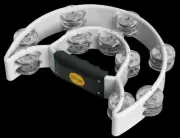 Mano Percussion DBL 1/2 Moon Tambourine 10 Prs Nkl Dbl Row White TMP13W