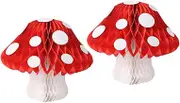 Cabilock Bright Festive Mushroom Honeycomb Decorations 2 Pcs Paper Pom Poms for Birthday Wedding Baby Shower 30cm