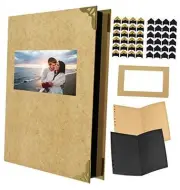 Scrapbook Photo Album 34 Black & Brown Sheets 8.5 by 11 in DIY Scrap Book