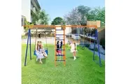 VEVOR Swing Sets for Backyard 6 in 1 Swing Set 440lbs Capacity Metal Swingset