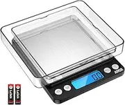 AMIR Digital Kitchen Scale 3000g 0.01oz/ 0.1g Pocket Cooking Scale Mini Food Scale Pro Electronic Jewelry Scale with Back-Lit LCD Display Tare & PCS Functions Stainless Steel Batteries not Included