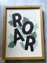 ROAR Jungle Themed Canvas with Wood Boarder Perfect for Nursery