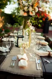 BURLAP TABLE RUNNER : RUSTIC WEDDING PRIMITIVE NATURAL BEIGE TAN COTTON