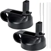 Straw Lids, 2 Pcs Sports Straw Cap Flip Top Lid, Water Bottle Lid Replacement for Hydro Flask Wide Mouth Lid Sport Water Bottle (Black)