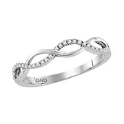 14k White Gold Round Diamond Twist Band Ring 1/6 Cttw
