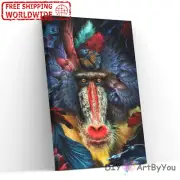 Paint By Numbers Kit Mandrill Nature Animal Adult Canvas Acrylic Brush Framed