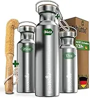 Premium Stainless Steel Water Bottle Insulated 1 L with Natural Bristles Brush Insulated Flask Leak-Proof Water Bottle Dishwasher Safe for University, Office