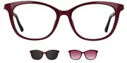 Clip on Cat Eye Dark Red SmartBuy Collection Bree With Clip-On Two Set U-0299 009 Fashion Women Eyeglasses