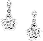 [JewelryWeb] 925 Sterling Silver Rhodium Plated CZ Simulated Diamond Flower Drop Screw Back Earrings 14x9mm Stud Earring for Women