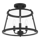 Home Decorators Flush Mount Ceiling 3Light Black Metal/Glass Shade Indoor Led